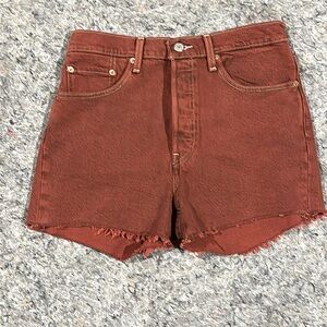 Levi’s 501 Jean Shorts red wash button fly Classic cutoff Women’s Sz 29 NWOT